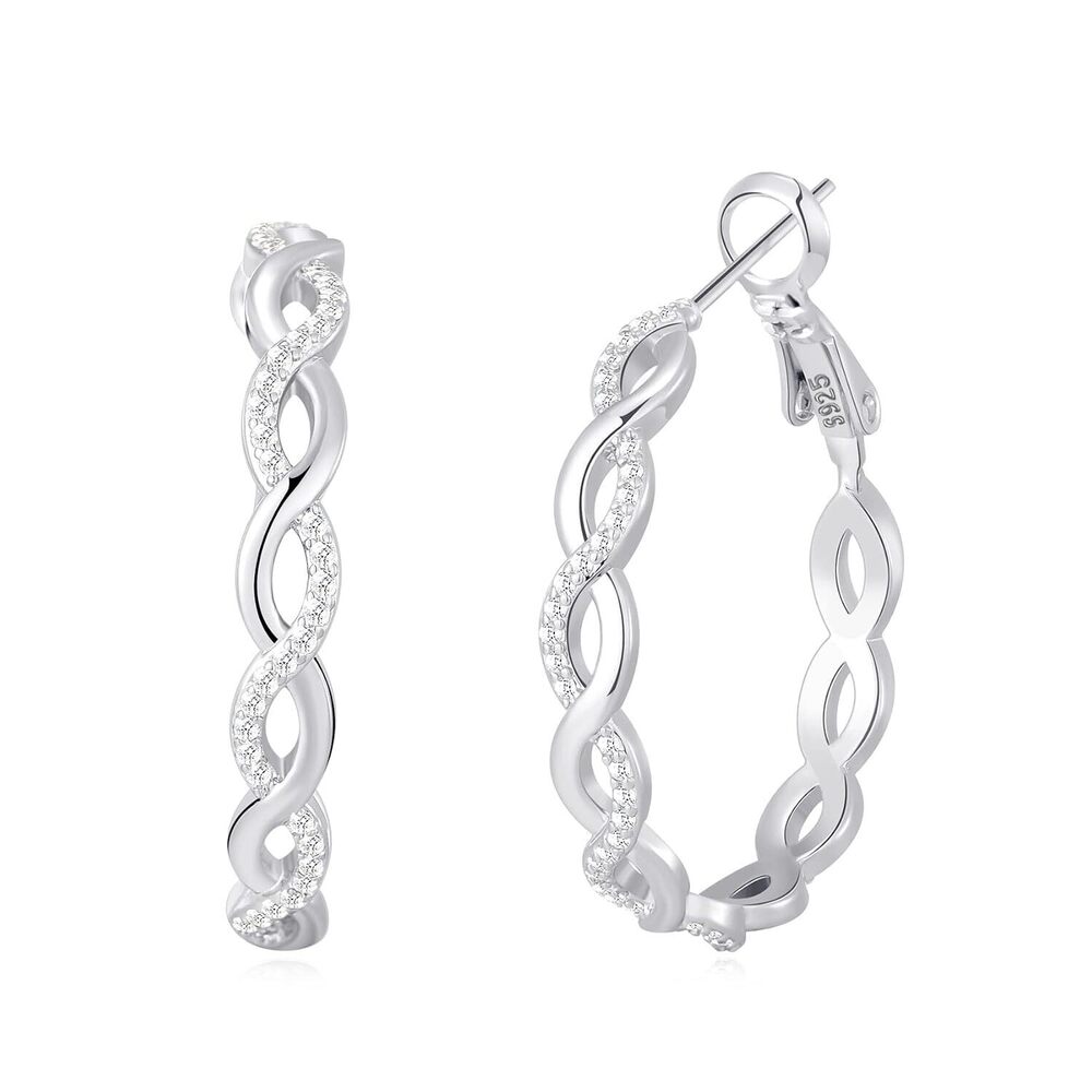 925 Sterling Silver Earrings Hoops for Women Lightweight Twisted Hoop